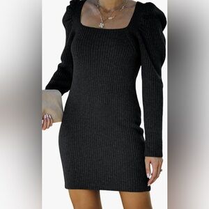 Ribbed Tie Back Sweater Dress